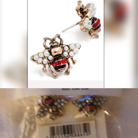 Amrita Singh Jewelry - Ruby Red Bumble Bee Stud Earrings